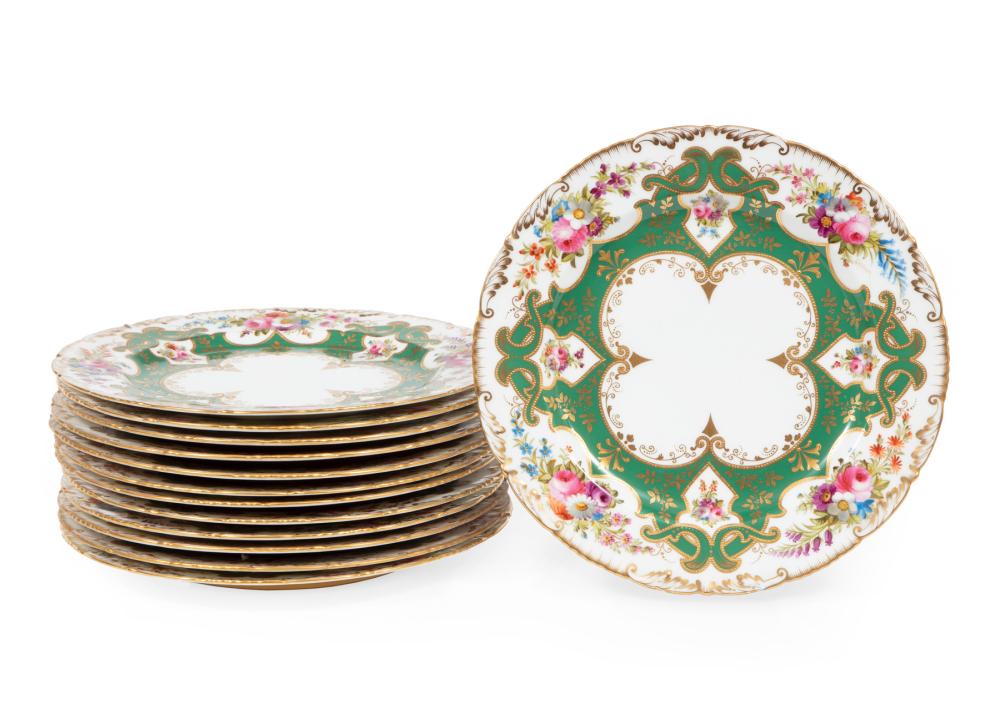 ENGLISH PORCELAIN DINNER PLATES,
