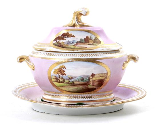 English porcelain sauce tureen on