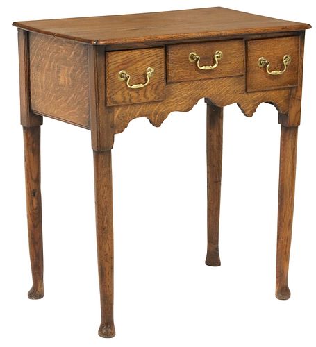 ENGLISH QUEEN ANNE STYLE OAK LOWBOY