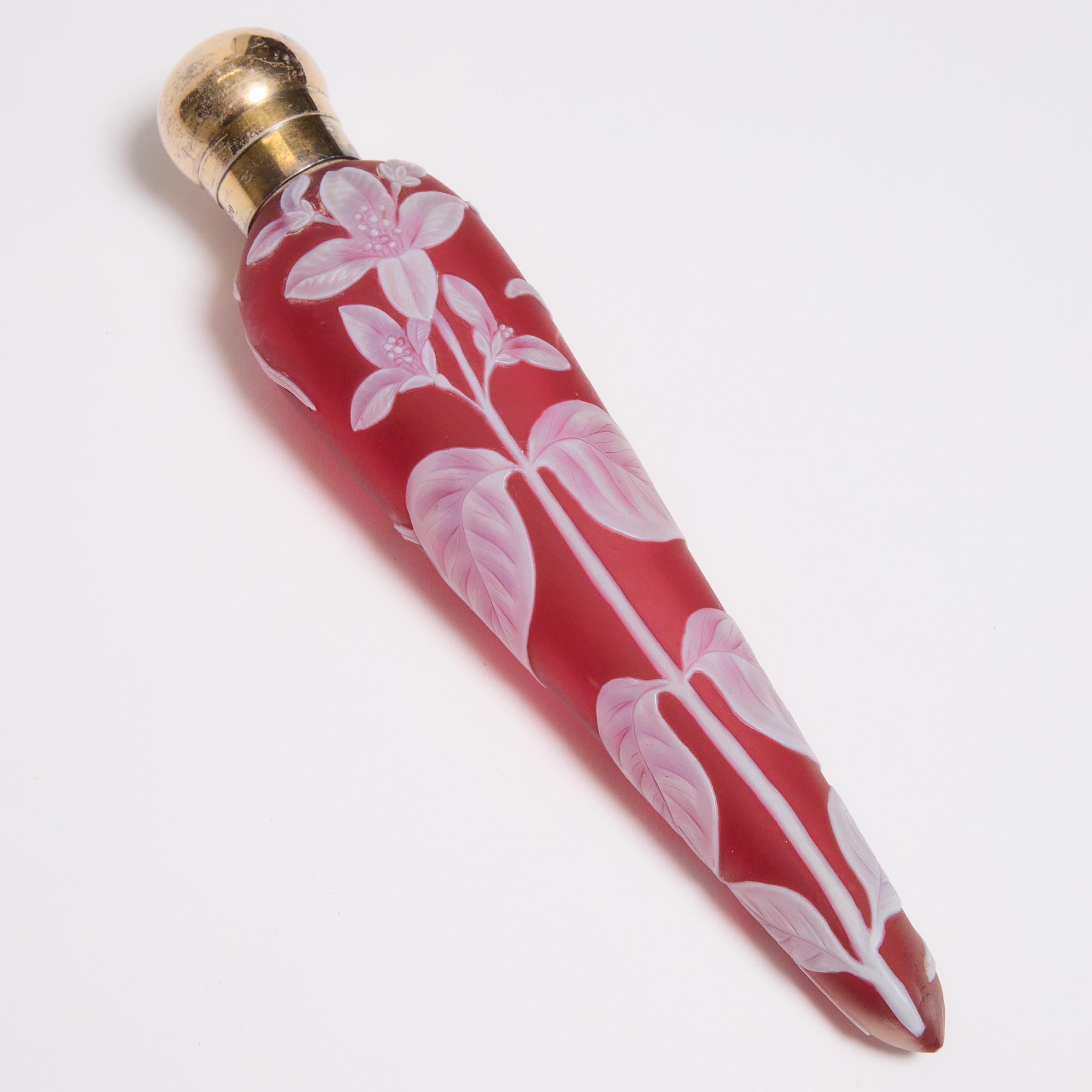 English Red Cameo Glass Perfume