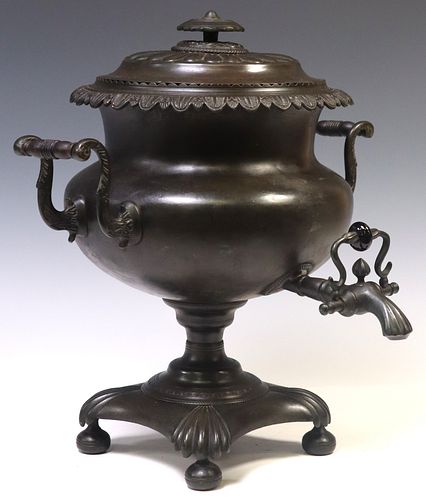 ENGLISH REGENCY PATINATED METAL TEA