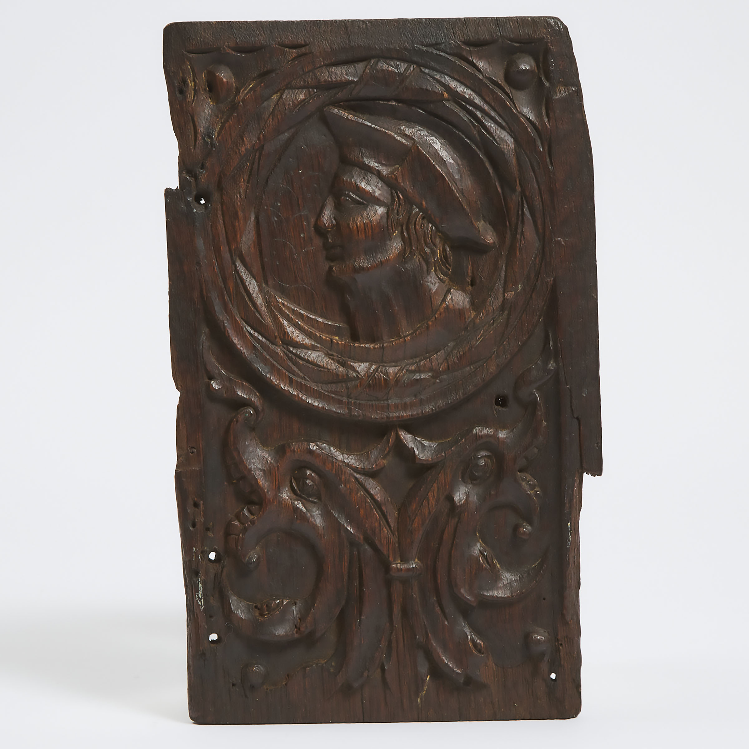 English Relief Carved Oak Romayne