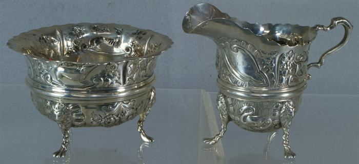 English repousse silver creamer and