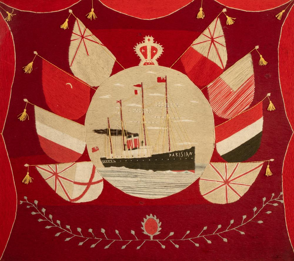 ENGLISH SAILOR'S WOOLWORK PICTURE