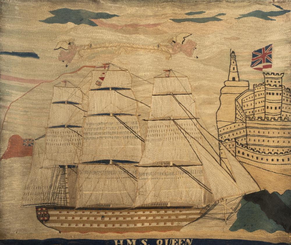 ENGLISH SAILOR'S WOOLWORK PICTURE