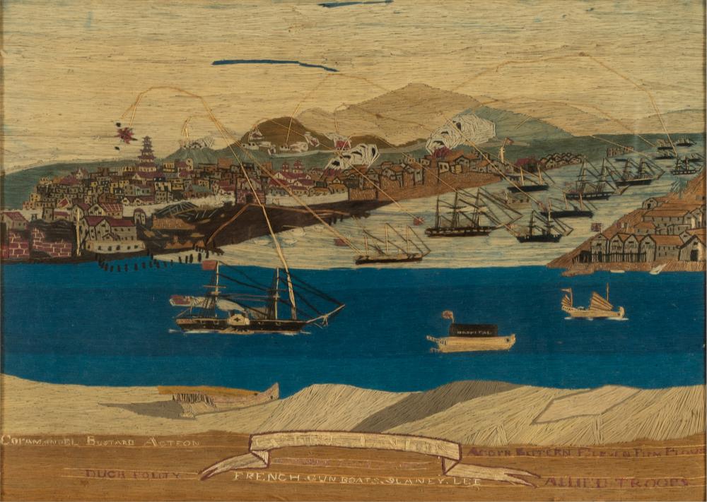 ENGLISH SAILOR'S WOOLWORK PICTURE