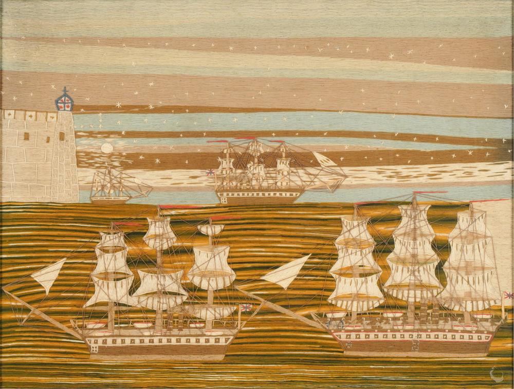 ENGLISH SAILOR'S WOOLWORK PICTURE
