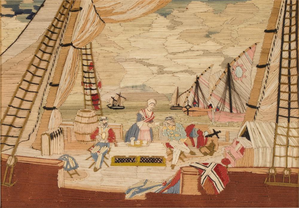 ENGLISH SAILOR'S WOOLWORK PICTURE