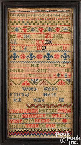 ENGLISH SAMPLER DATED 1714English
