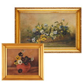 ENGLISH SCHOOL, (2) OILS ON CA