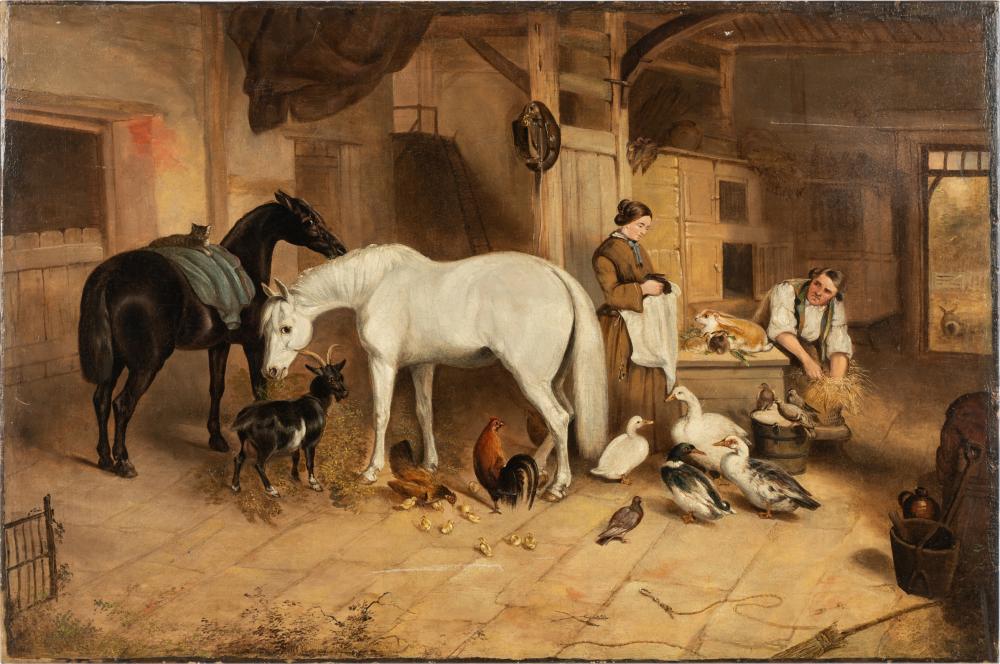 ENGLISH SCHOOL: BARN INTERIORoil on
