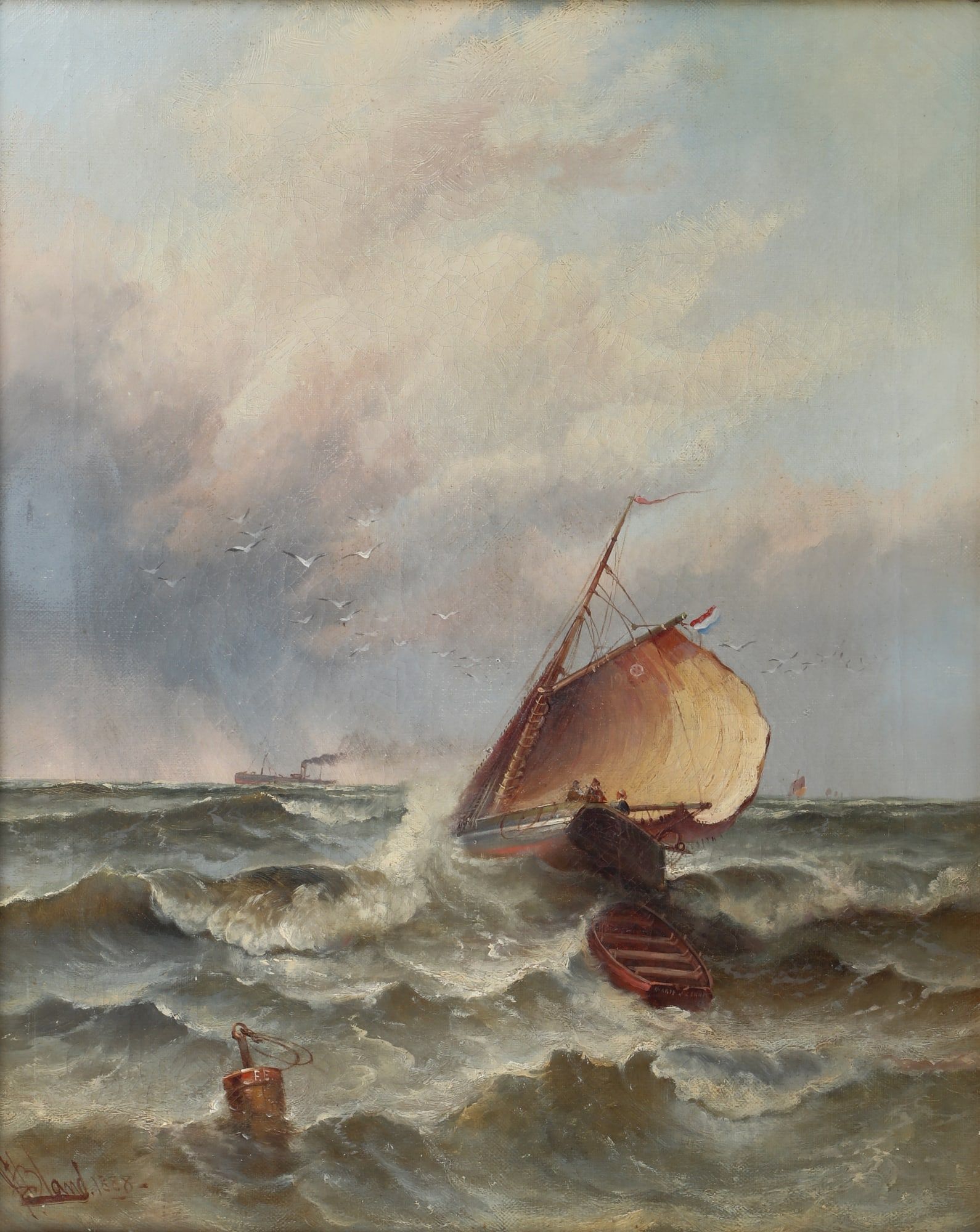 ENGLISH SCHOOL, VESSEL IN CHOPPY