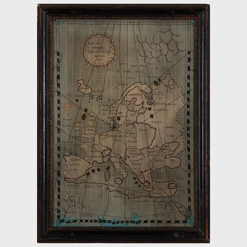 ENGLISH SCHOOLGIRL NEEDLEWORK MAP
