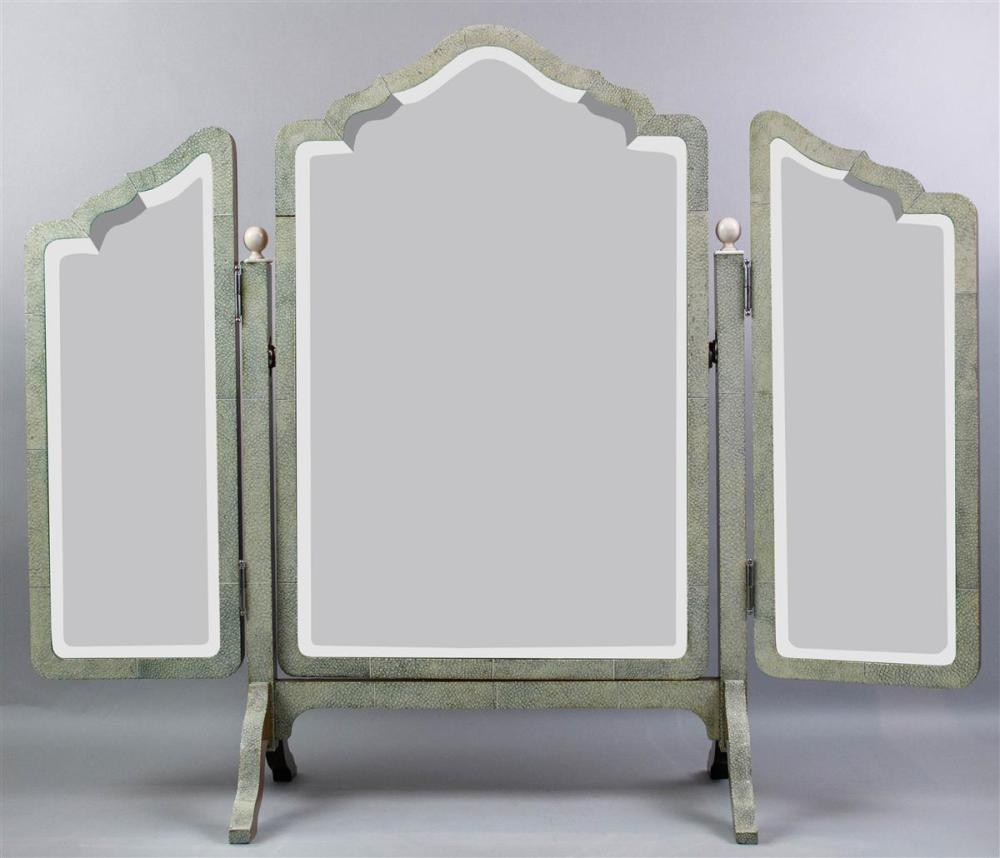 ENGLISH SHAGREEN ARCHED THREE-PANEL