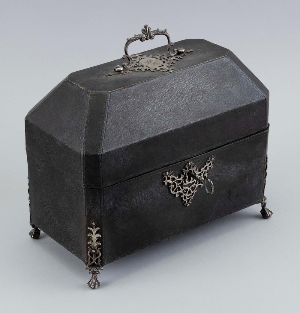 ENGLISH SHARKSKIN-COVERED TEA CADDY