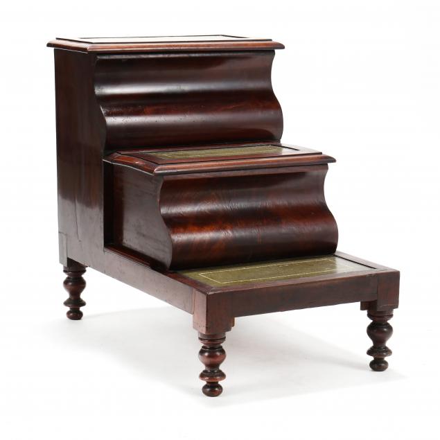 ENGLISH SHERATON MAHOGANY BED STEPS