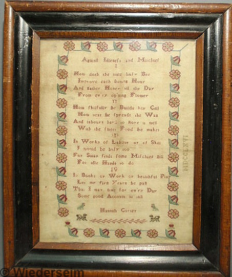 English silk on linen needlework