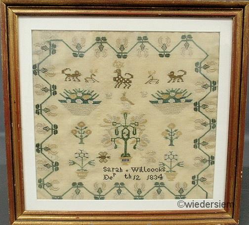 English silk on linen sampler