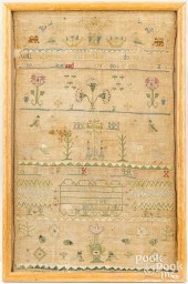 ENGLISH SILK ON LINEN SAMPLER,