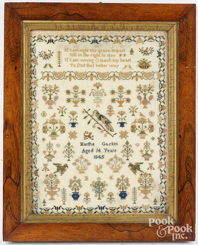 ENGLISH SILK ON LINEN SAMPLER,