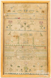 ENGLISH SILK ON LINEN SAMPLER,