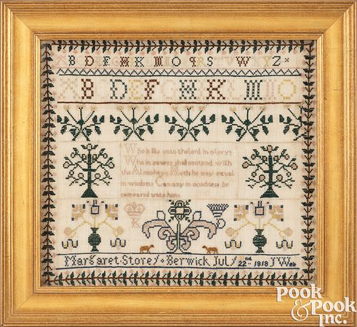 ENGLISH SILK ON LINEN SAMPLER,