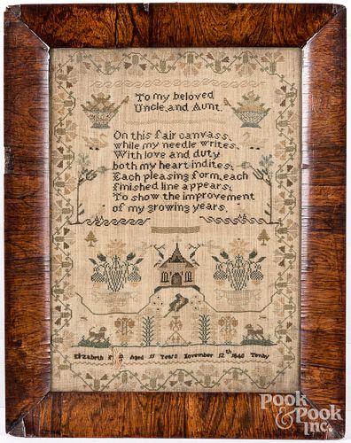 ENGLISH SILK ON LINEN SAMPLER DATED