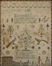 ENGLISH SILK ON LINEN SAMPLER,
