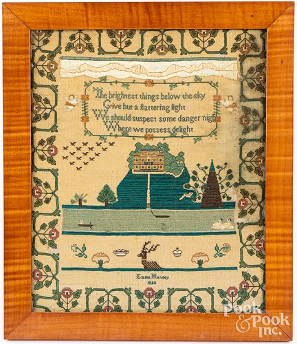 ENGLISH SILK ON LINEN SAMPLER,