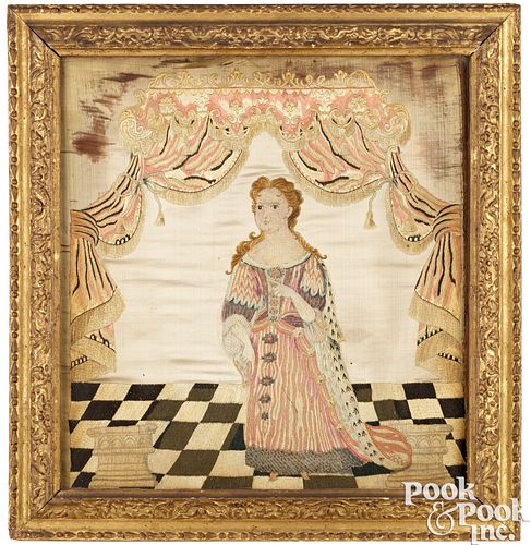 ENGLISH SILK ON SILK NEEDLEWORK
