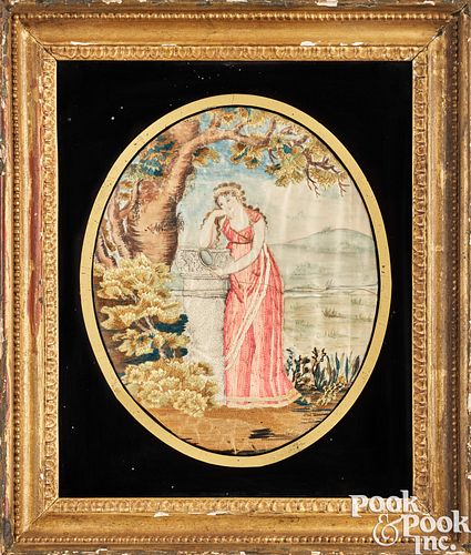 ENGLISH SILK ON SILK NEEDLEWORK,