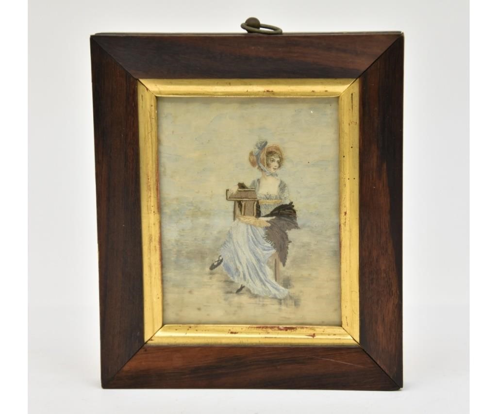 English silk work of a seated young