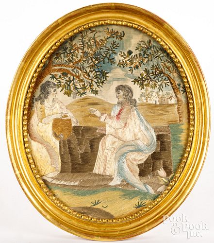 ENGLISH SILKWORK ALLEGORICAL SCENE,