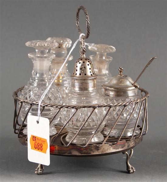 English silver and cut glass caster