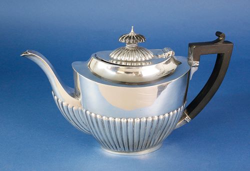ENGLISH SILVER AND EBONY TEA