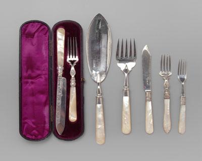 English silver and pearl handle