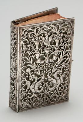 English silver book frame, openwork
