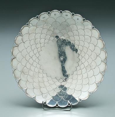 English silver cake plate, round