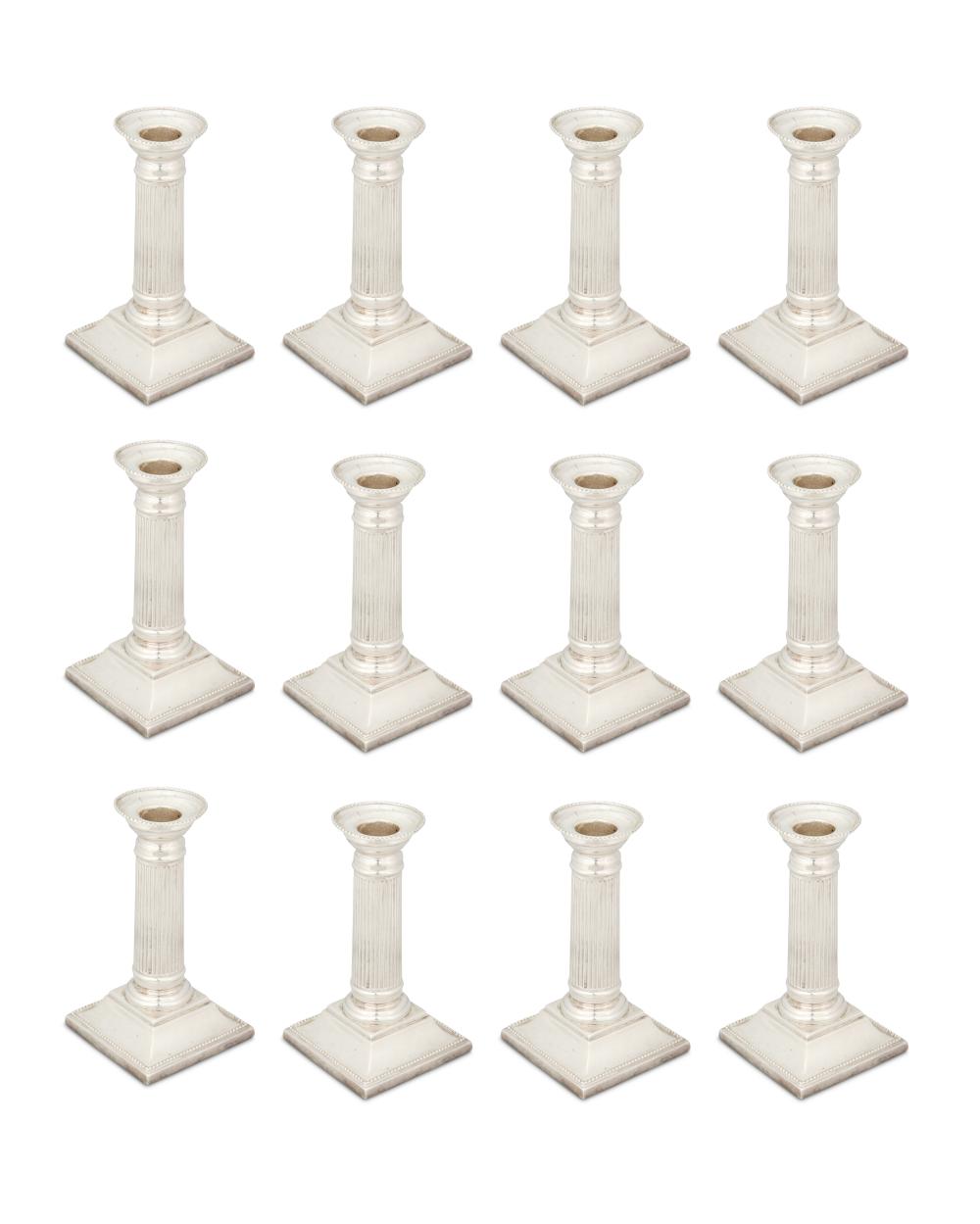 ENGLISH SILVER CANDLESTICKS, SET OF