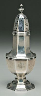 English silver caster, paneled
