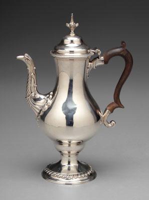 English silver coffeepot, pear