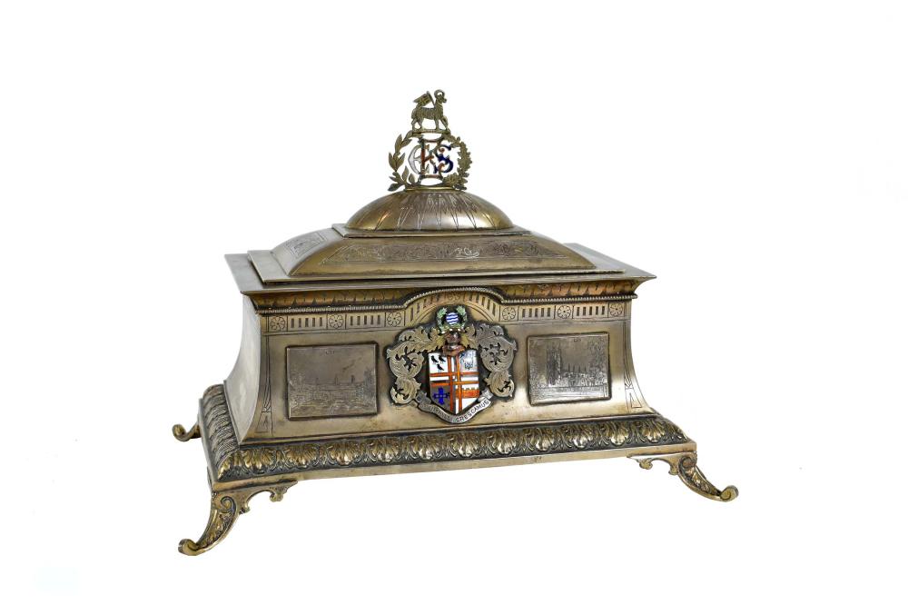 ENGLISH SILVER COFFER PRESENTED
