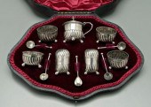 English silver condiment set,