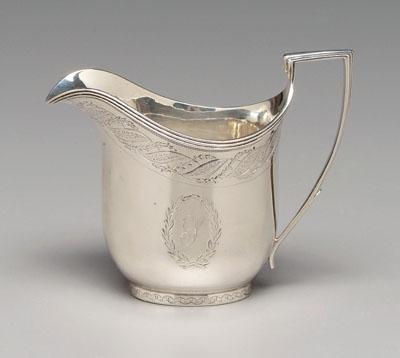 English silver creamer, helmet form