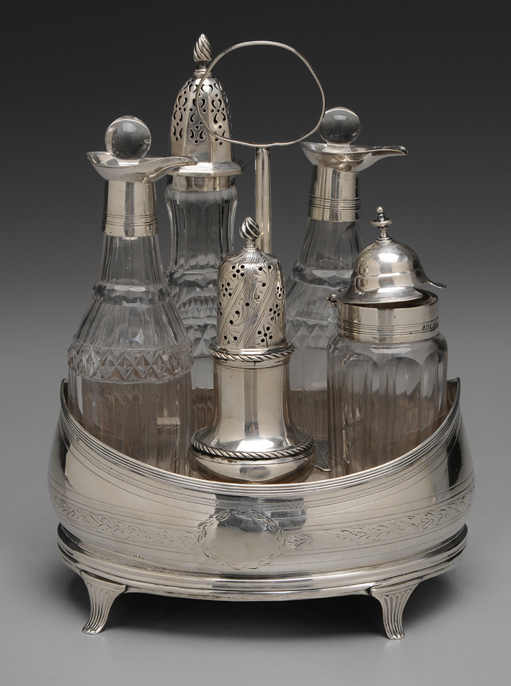 English Silver Cruet Set London,