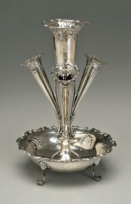 English silver epergne, round