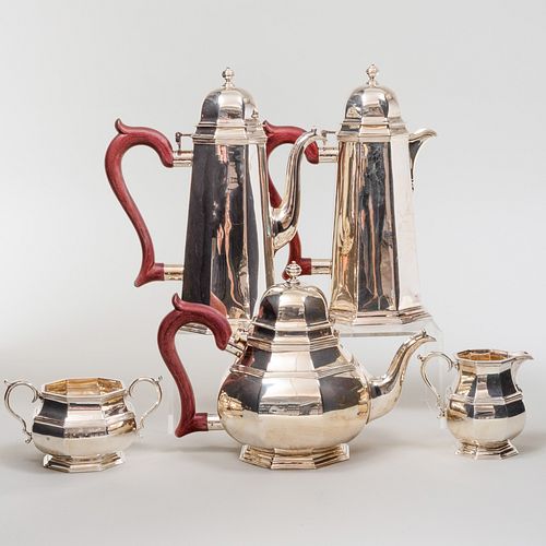 ENGLISH SILVER FIVE-PIECE TEA AND