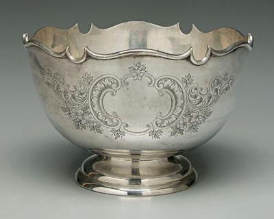 English silver footed bowl, round