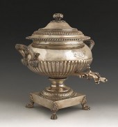 English silver hot water urn 1