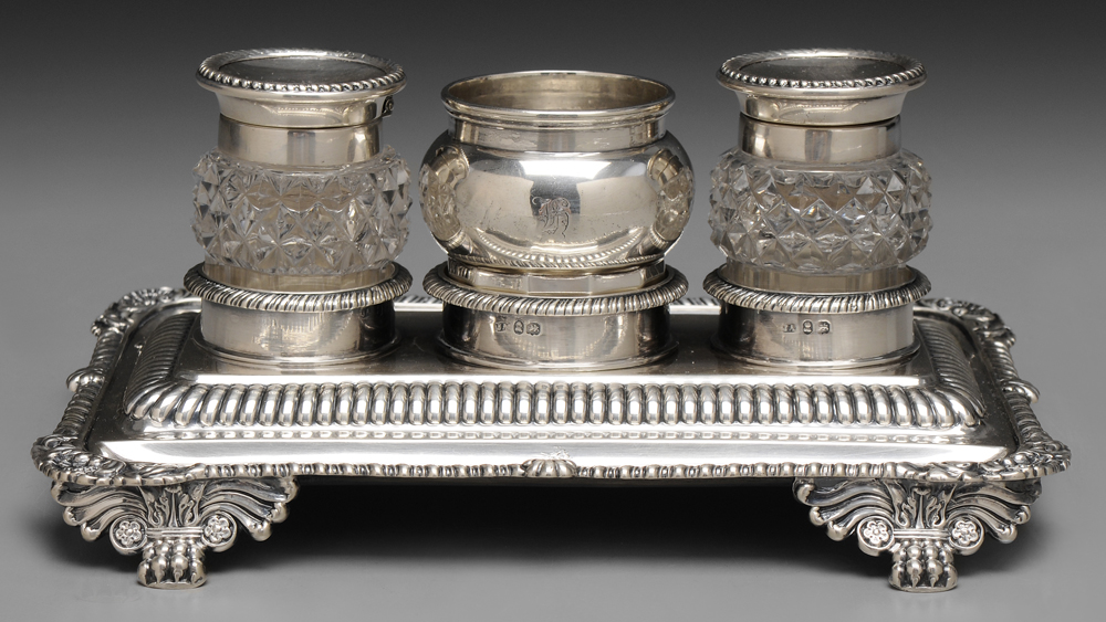 English Silver Ink Stand London,